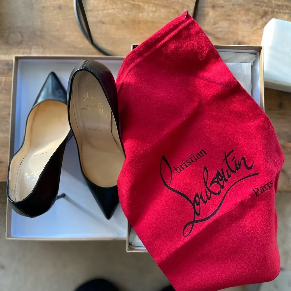 Christian Louboutin Black Pigalle Follies 100mm Leather Pumps - size 38 - Picture 8 of 10